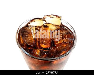 Cola With Ice Cubes In Glass Stock Photo