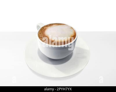 Cup of coffee isolated on white table Stock Photo