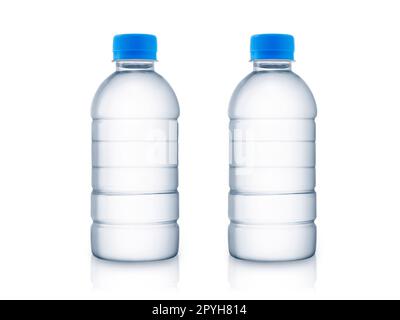 Empty clean and clear water bottle isolated on with isolated on a white background Stock Photo