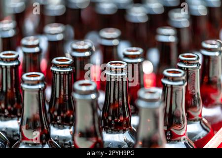 empty glass drink bottles in stock Stock Photo