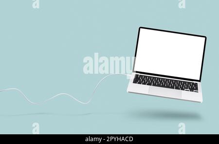 Laptop with blank screen Stock Photo