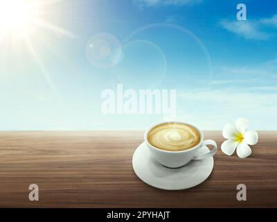 Morning coffee cup on table Stock Photo