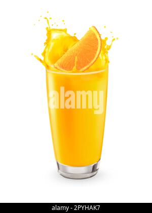 orange juice splash isolated on white background Stock Photo