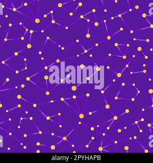 Vector seamless cosmic pattern of constellations and stars in circles ...