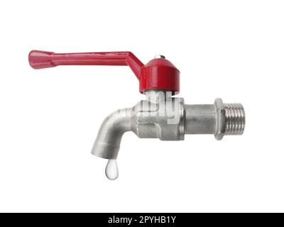 leaking water tap isolated on white background Stock Photo