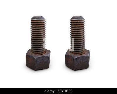 Nuts and bolts old on white background Stock Photo