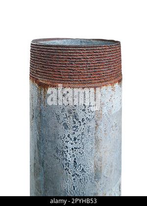 rusty metal pipe on a white background Stock Photo