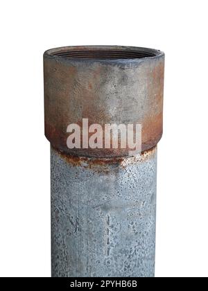rusty metal pipe on a white background Stock Photo