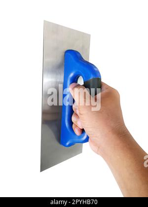 Trowel in hand, isolated on white background Stock Photo