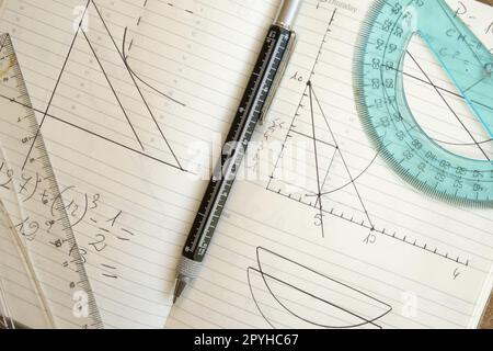 handmade mathematical and geometric calculation Stock Photo