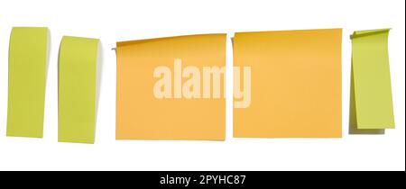 Multi-colored paper stickers for notes on a white background, a place for writing data, notes Stock Photo