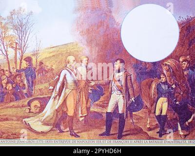 Meeting of Napoleon I and Francis II after the Battle of Austerlitz Stock Photo