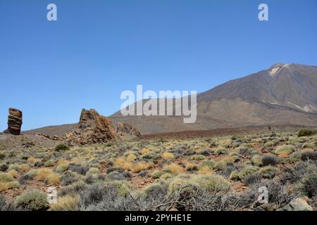 Roque Cinchado rocks in the national park overlooking Mount Teide Stock Photo