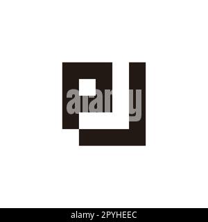 Letter p and J square geometric symbol simple logo vector Stock Vector