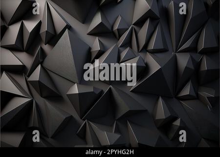 Black Triangular Abstract Background, Grunge Surface, 3d Rendering 