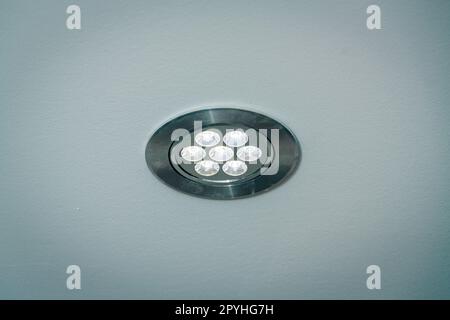 Modern light bulbs in the ceiling Stock Photo