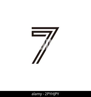 Number 7 lines, double geometric symbol simple logo vector Stock Vector
