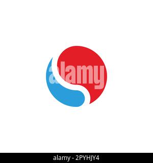 Water and fire, circle geometric symbol simple logo vector Stock Vector