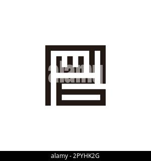 Letter M, w and number 6 square, unique geometric symbol simple logo vector Stock Vector