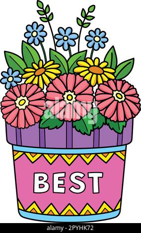 Mothers Day Flower Pots Cartoon Colored Clipart Stock Vector Image ...