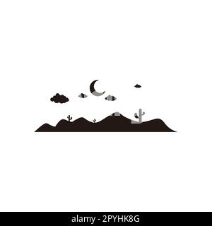 Dessert, night, nature, illustration geometric symbol simple logo vector Stock Vector