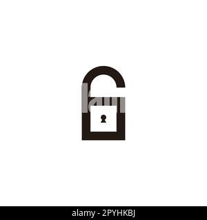 Number 6 padlock, geometric symbol simple logo vector Stock Vector