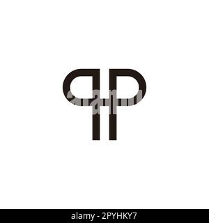 Letter q and p connect, outline geometric symbol simple logo vector Stock Vector