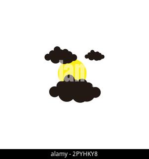 Clouds, and sun geometric symbol simple logo vector Stock Vector