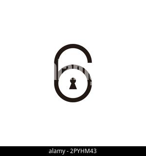 Number 6 padlock, key geometric symbol simple logo vector Stock Vector