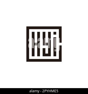 Letter H, y and i square, rectangles geometric symbol simple logo vector Stock Vector