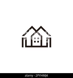 Home and mountain letter M geometric symbol simple logo vector Stock Vector