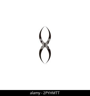 Letter X two leaves, geometric symbol simple logo vector Stock Vector
