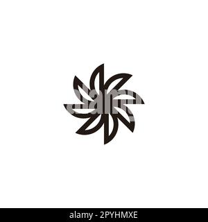 Unique sun, rounded geometric symbol simple logo vector Stock Vector