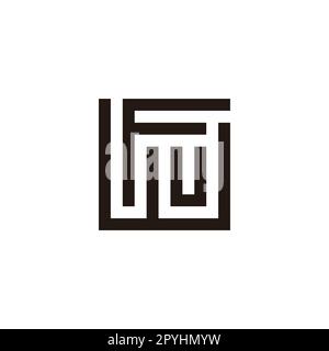 Letter W, U and  F square, unique geometric symbol simple logo vector Stock Vector