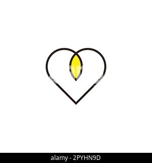 Heart, leaf, line geometric symbol simple logo vector Stock Vector