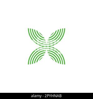 Letter H leaves, striped geometric symbol simple logo vector Stock Vector