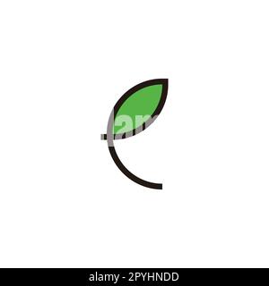 Letter e leaf, linear geometric symbol simple logo vector Stock Vector