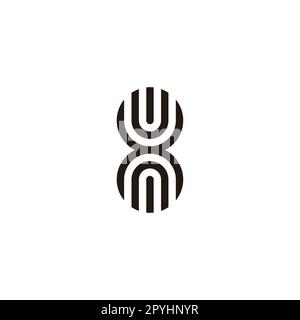 Letter U and n, number 8 outlines geometric symbol simple logo vector Stock Vector