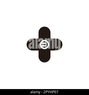 Number 3 plus, circle geometric symbol simple logo vector Stock Vector
