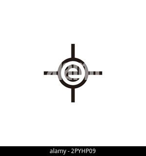 Letter e target, circle geometric symbol simple logo vector Stock Vector