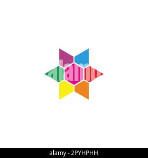 Diamonds and hexagon, colorful geometric symbol simple logo vector Stock Vector