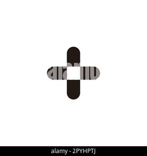 Two capsules, plus, geometric symbol simple logo vector Stock Vector