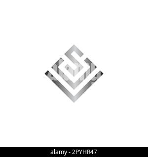 Letter S, U and V square geometric symbol simple logo vector Stock Vector