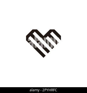 Heart, stripes, buildings geometric symbol simple logo vector Stock Vector