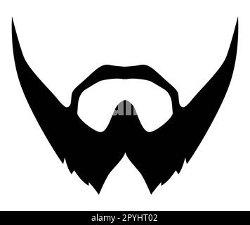 French Fork Beard style men illustration Facial hair mustache. Vector black male Fashion template flat barber collection set. Stylish hairstyle isolated outline on white background. Stock Vector