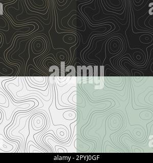 Topography patterns. Seamless elevation map tiles. Captivating isoline background. Awesome tileable patterns. Vector illustration. Stock Vector