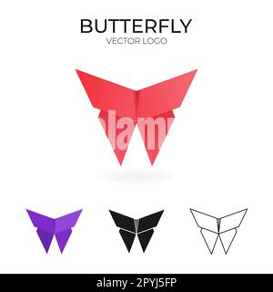 Origami vector logo and icon with butterfly.  Stock Vector
