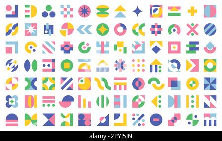 Colored bauhaus icons Stock Vector