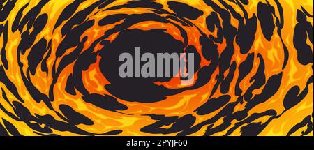 Abstract background with circle fire swirls. Comic effect of blast, explosion, spiral motion with fiery trails, yellow and orange flame, vector cartoon illustration Stock Vector