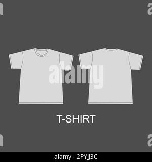 T-shirt Template. Regular fit Short sleeve T-shirt technical Sketch fashion Flat Template With Round neckline.Vector illustration basic apparel design Stock Vector